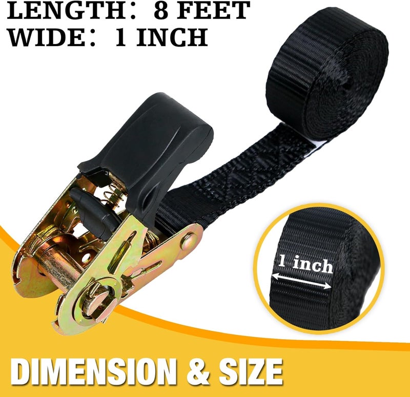 sumpluct Endless Ratchet Tie Down Straps 2 Pack 1 Inch x 8 Ft Heavy Duty Ratcheting Securing Strap Cargo Ropes for Motorcycles, Trailer, Kayak - Image 3